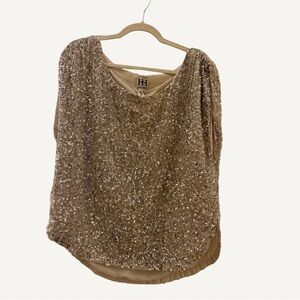 Haute Hippie Champagne Sequin Sleeveless Blouse